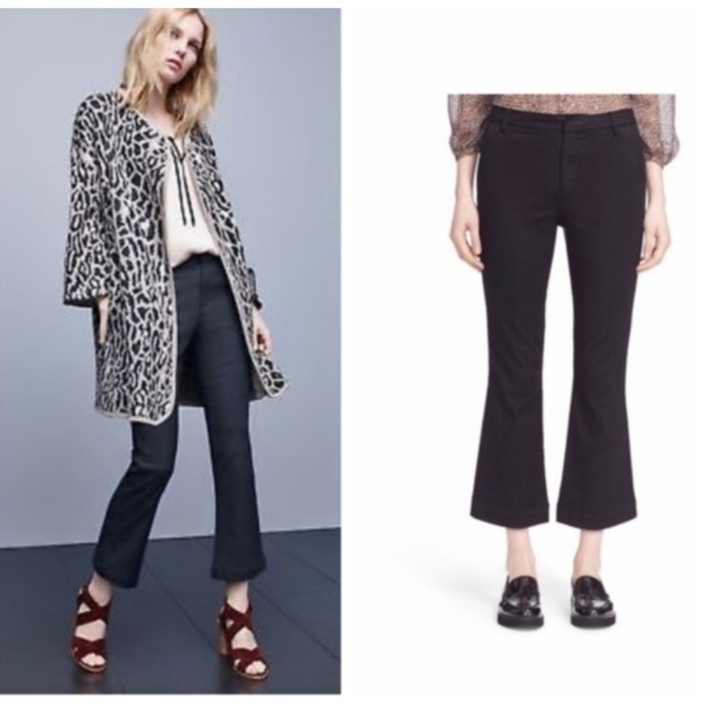 Joie Bardot Black Cropped Flare Wide Leg Denim Jeans 27